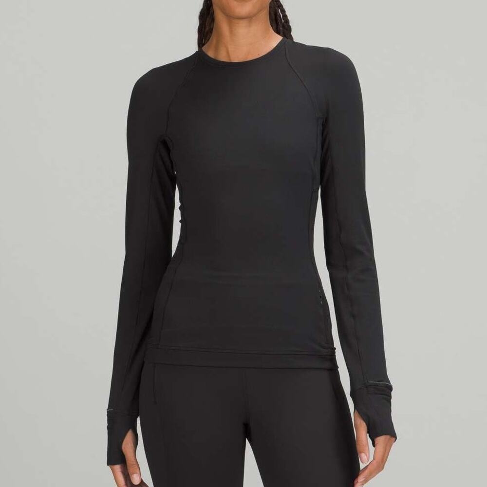 Lululemon Womens Its Rulu Run Long Sleeve Shirt Size 12 Black Fitness Training